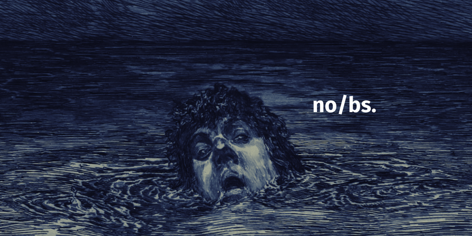 illustration of a human head drowning